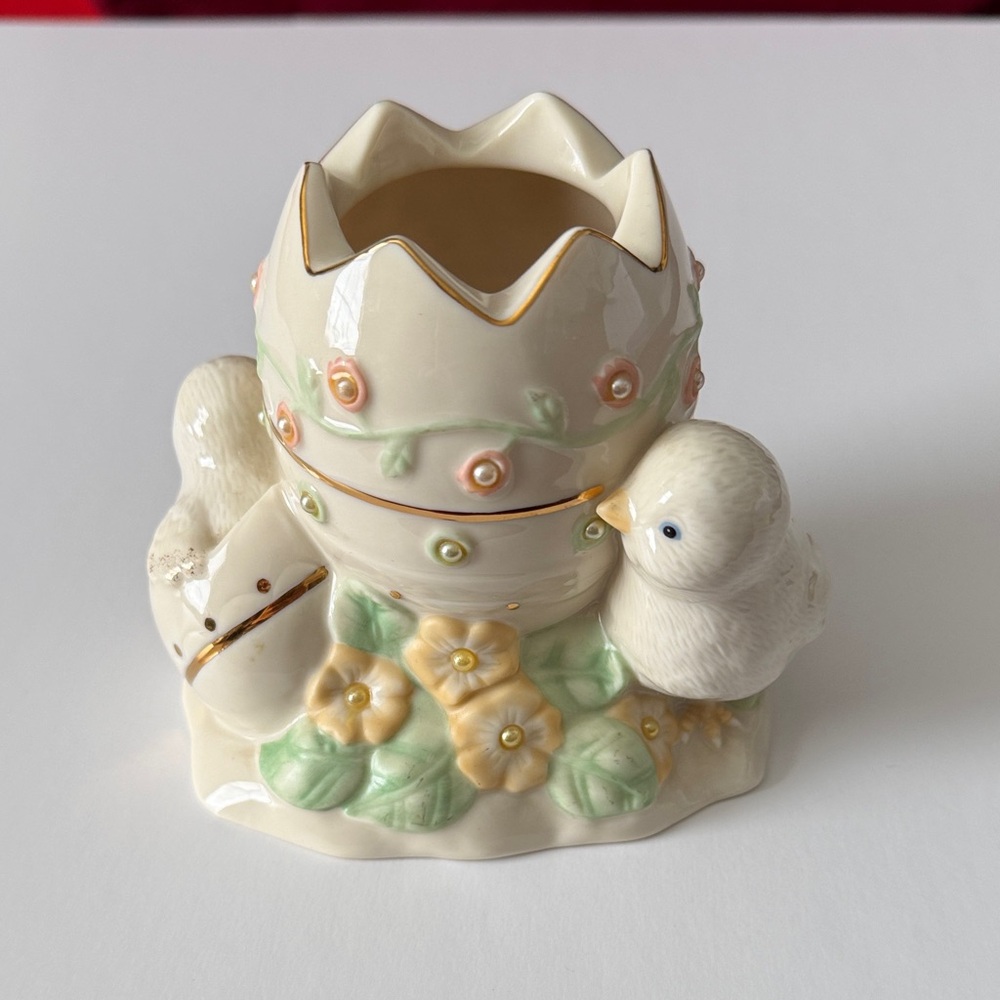 Lenox Floral Eggshell Ceramic Holder with Birds